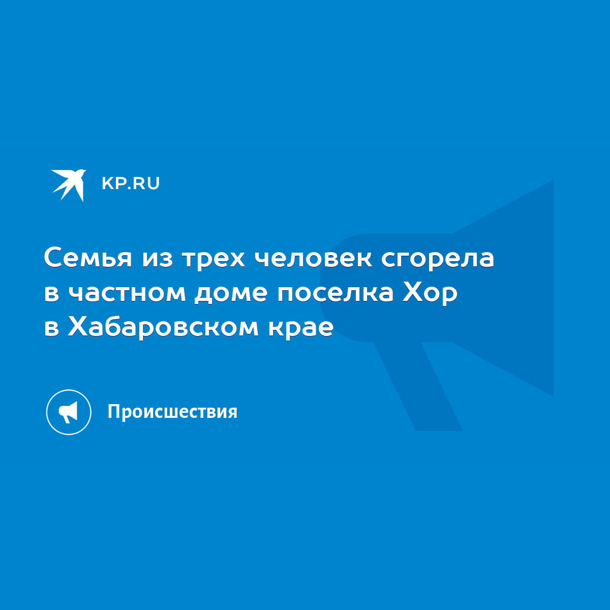 Семья из трех человек сгорела в частном доме поселка Хор в Хабаровском крае  - KP.RU