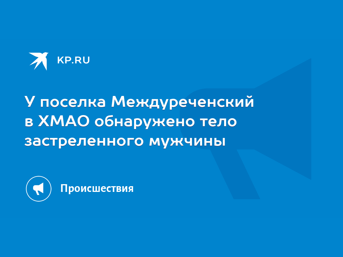 У поселка Междуреченский в ХМАО обнаружено тело застреленного мужчины -  KP.RU