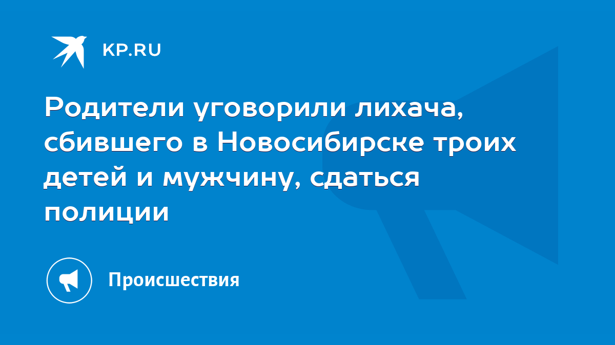 Родители уговорили лихача, сбившего в Новосибирске троих детей и мужчину,  сдаться полиции - KP.RU