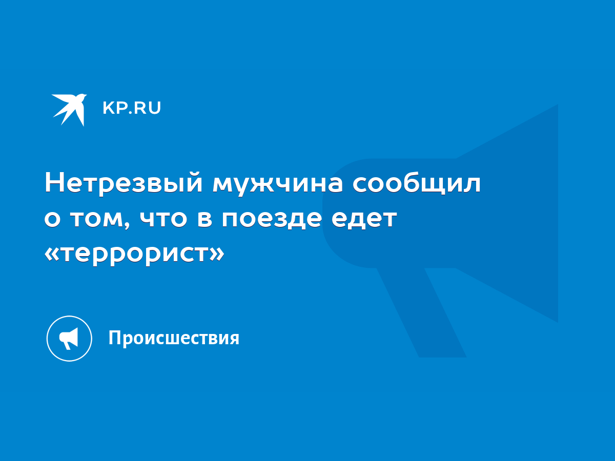 Нетрезвый мужчина сообщил о том, что в поезде едет «террорист» - KP.RU