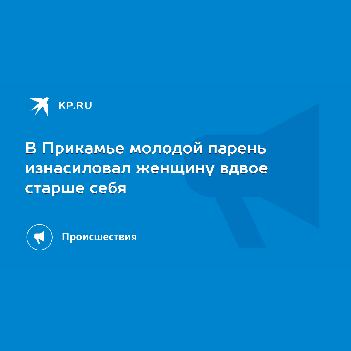 В Прикамье молодой парень изнасиловал женщину вдвое старше себя - KP.RU