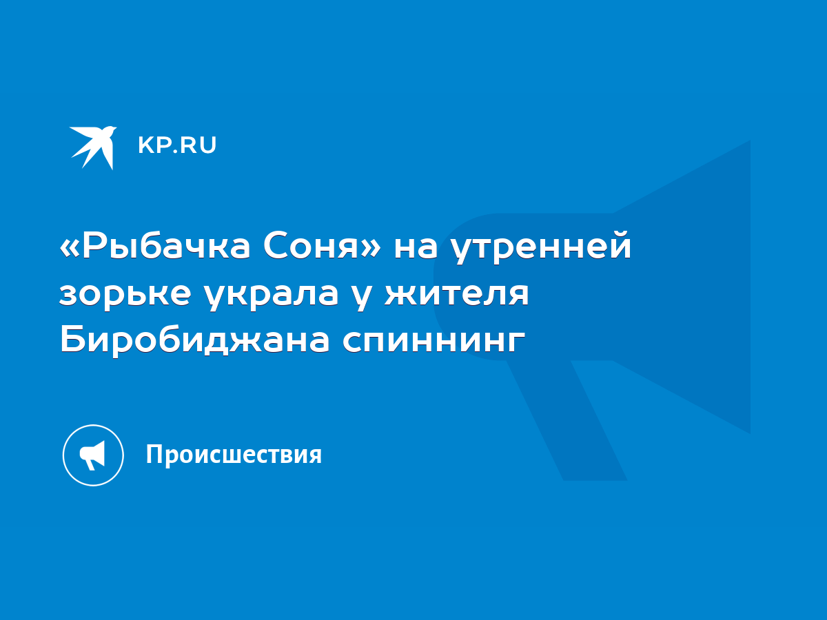 Рыбачка Соня» на утренней зорьке украла у жителя Биробиджана спиннинг -  KP.RU