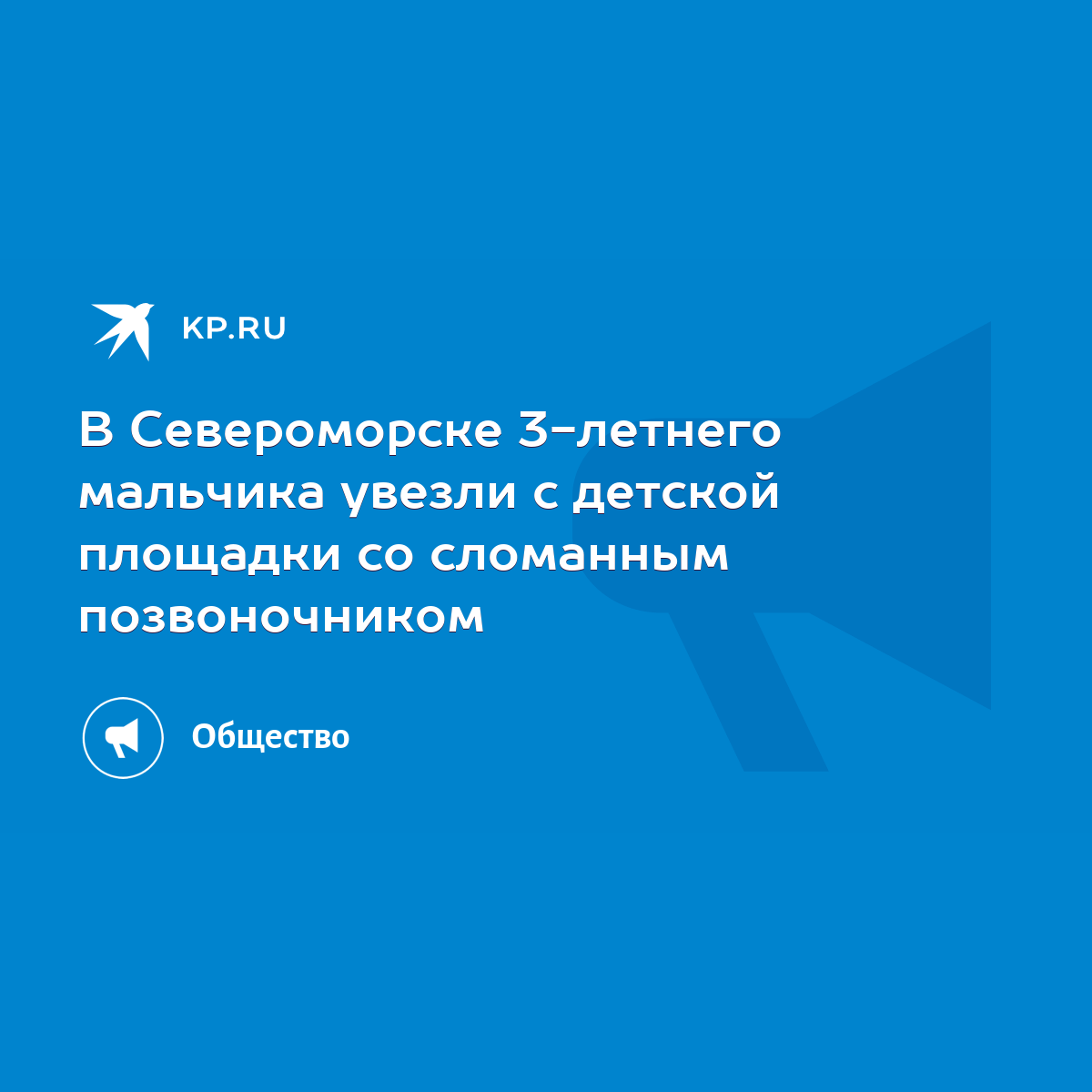 В Североморске 3-летнего мальчика увезли с детской площадки со сломанным  позвоночником - KP.RU