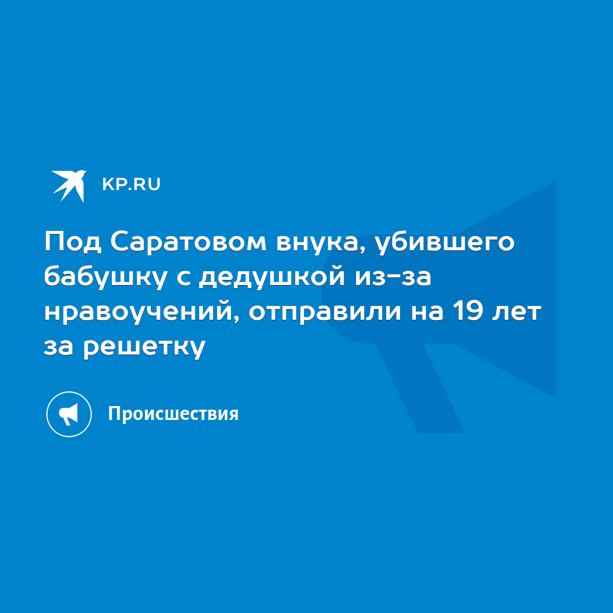 Под Саратовом внука, убившего бабушку с дедушкой из-за нравоучений,  отправили на 19 лет за решетку - KP.RU