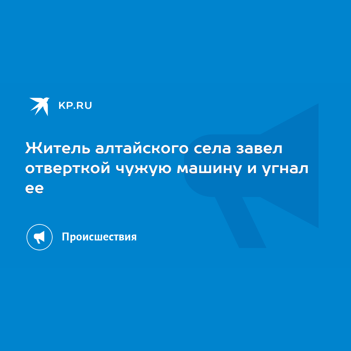 Житель алтайского села завел отверткой чужую машину и угнал ее - KP.RU