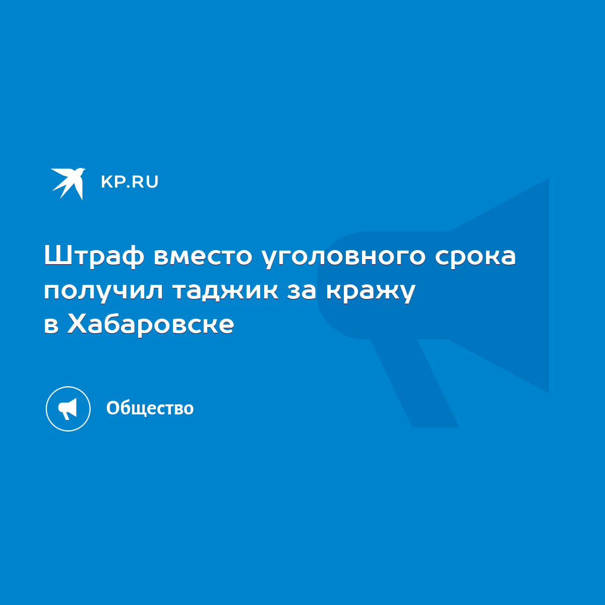 Штраф вместо уголовного срока получил таджик за кражу в Хабаровске - KP.RU