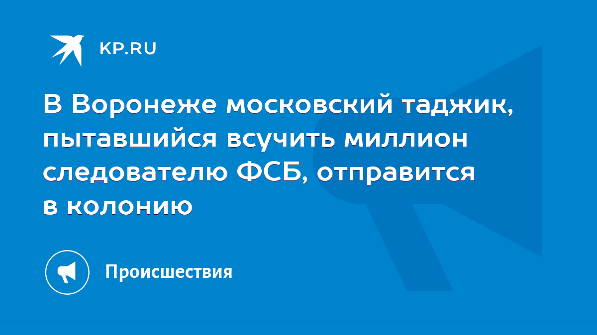 В Воронеже московский таджик, пытавшийся всучить миллион следователю ФСБ,  отправится в колонию - KP.RU