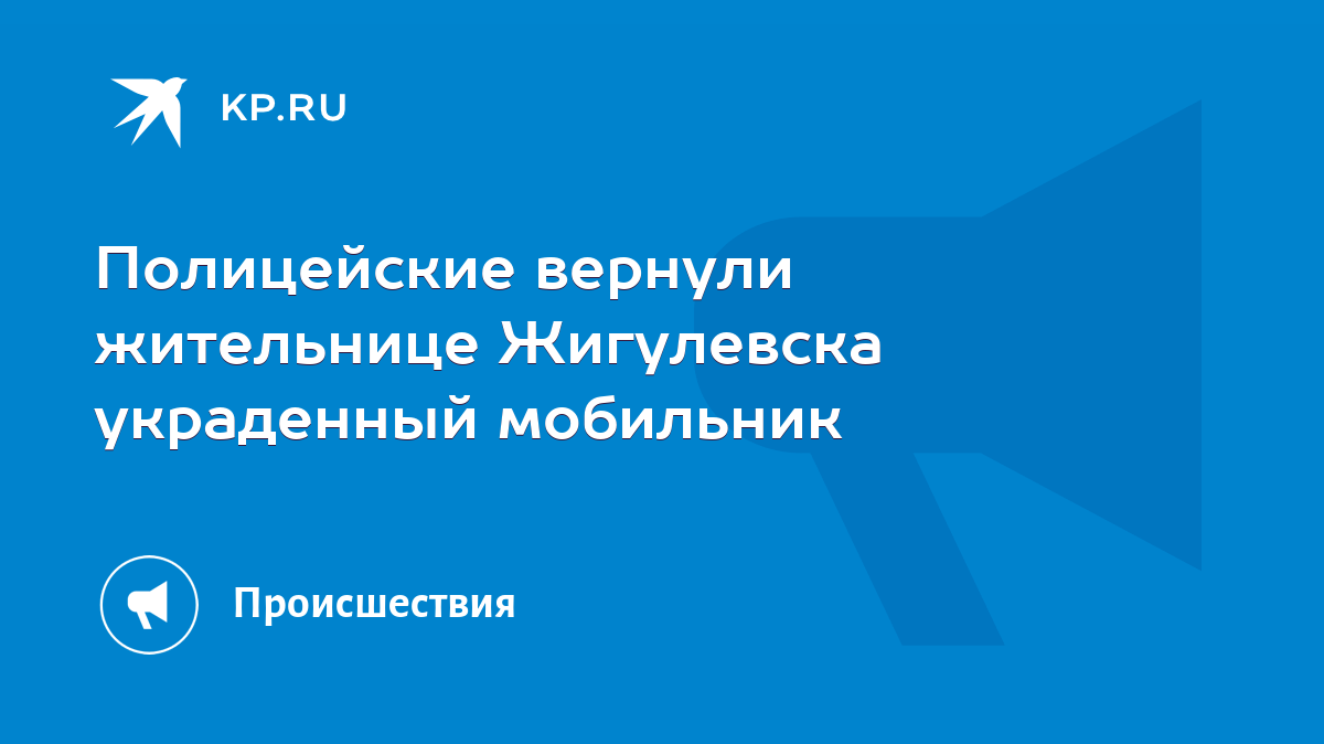 Полицейские вернули жительнице Жигулевска украденный мобильник - KP.RU