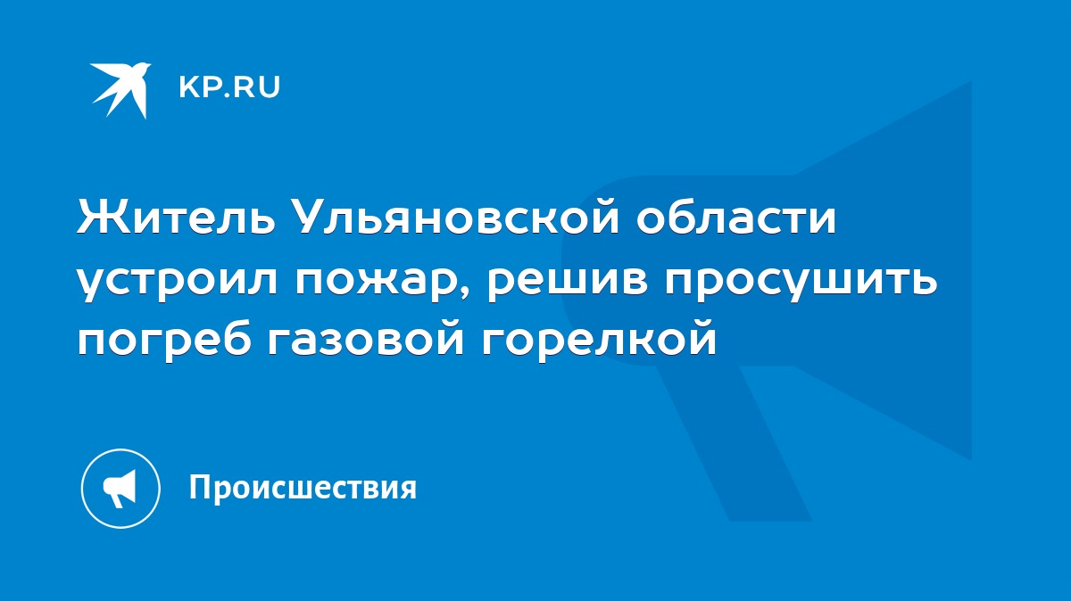 Житель Ульяновской области устроил пожар, решив просушить погреб газовой  горелкой - KP.RU