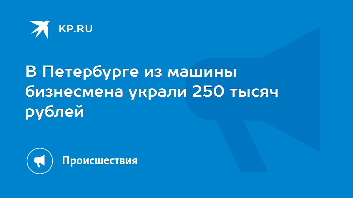 В Петербурге из машины бизнесмена украли 250 тысяч рублей - KP.RU