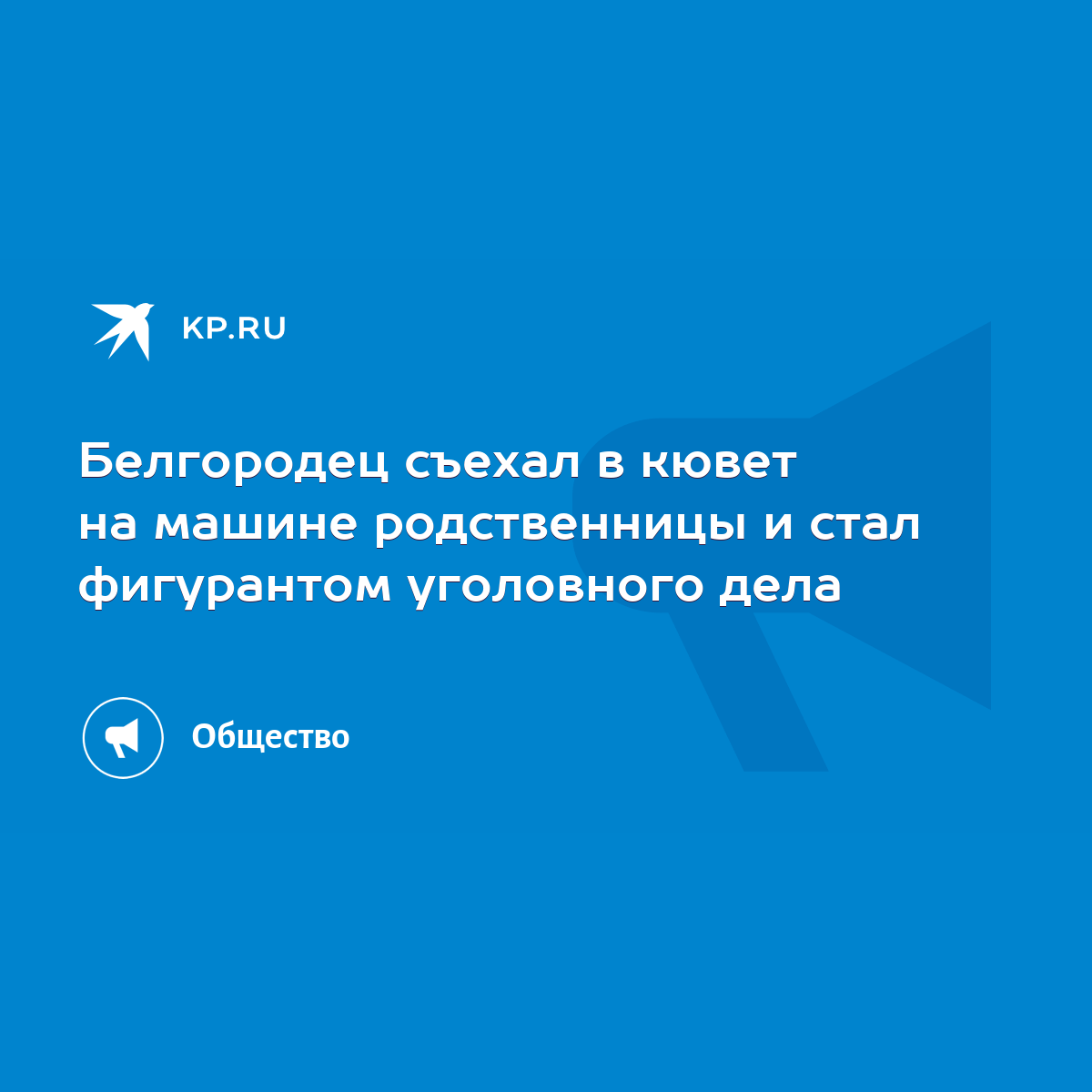 Белгородец съехал в кювет на машине родственницы и стал фигурантом  уголовного дела - KP.RU