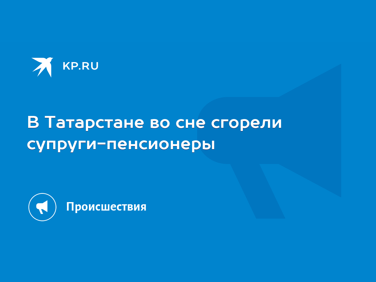 В Татарстане во сне сгорели супруги-пенсионеры - KP.RU