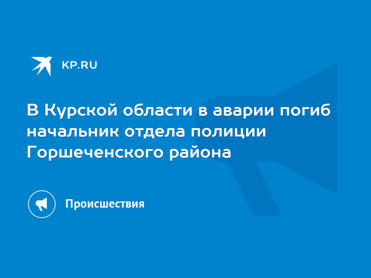 В Курской области в аварии погиб начальник отдела полиции Горшеченского  района - KP.RU