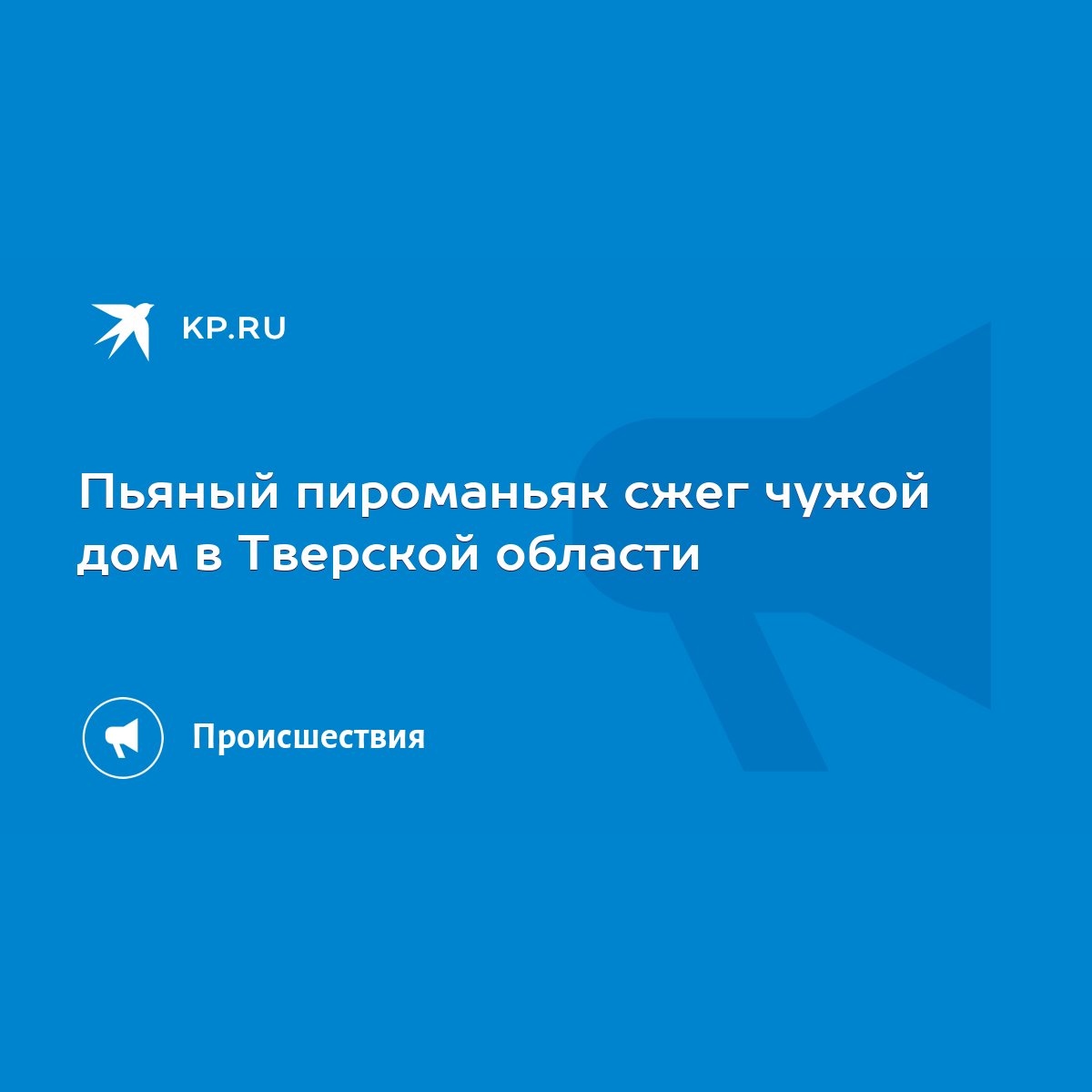 Пьяный пироманьяк сжег чужой дом в Тверской области - KP.RU