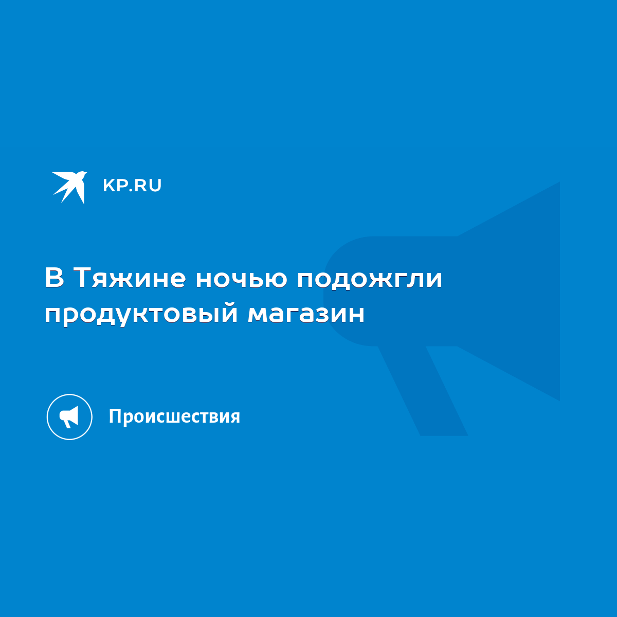 В Тяжине ночью подожгли продуктовый магазин - KP.RU