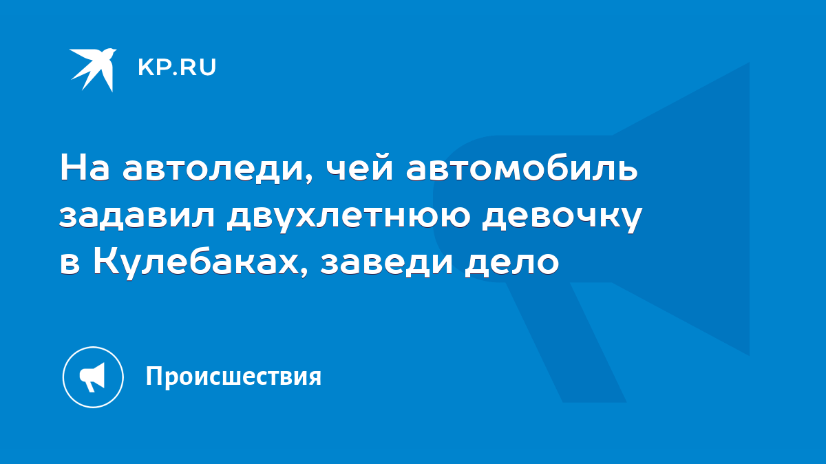 На автоледи, чей автомобиль задавил двухлетнюю девочку в Кулебаках, заведи  дело - KP.RU