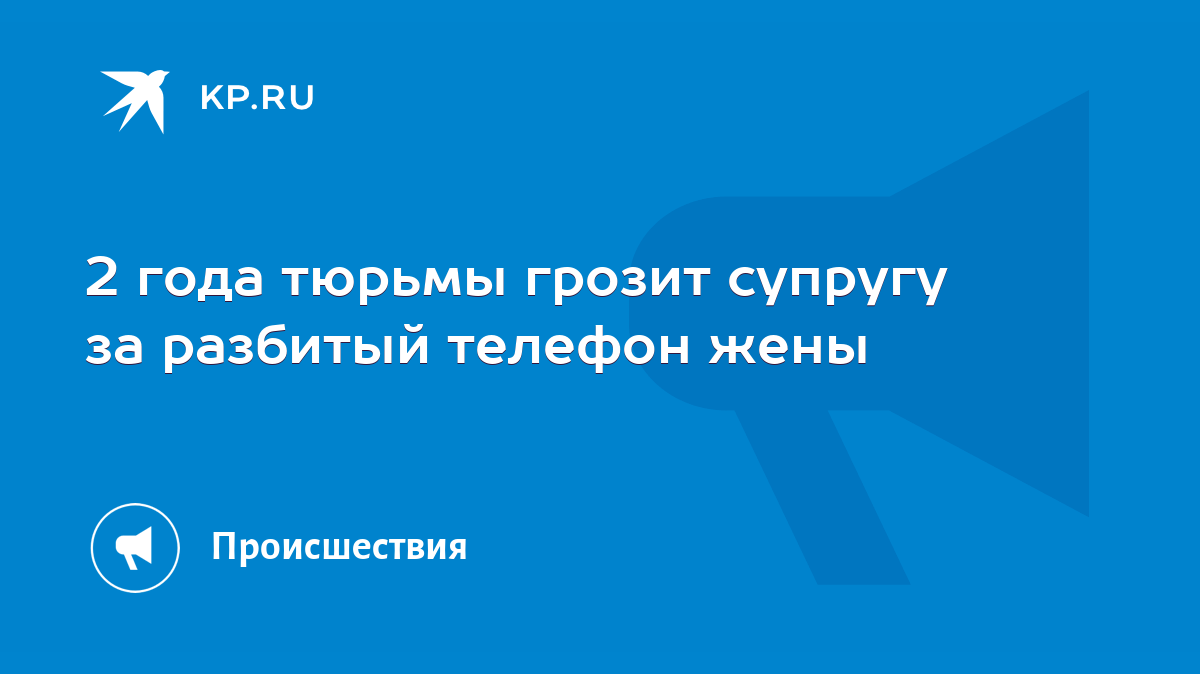 2 года тюрьмы грозит супругу за разбитый телефон жены - KP.RU