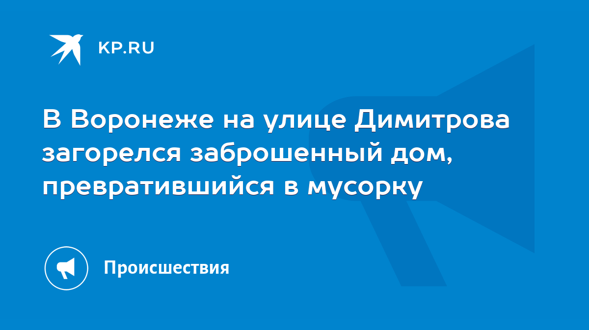 В Воронеже на улице Димитрова загорелся заброшенный дом, превратившийся в  мусорку - KP.RU