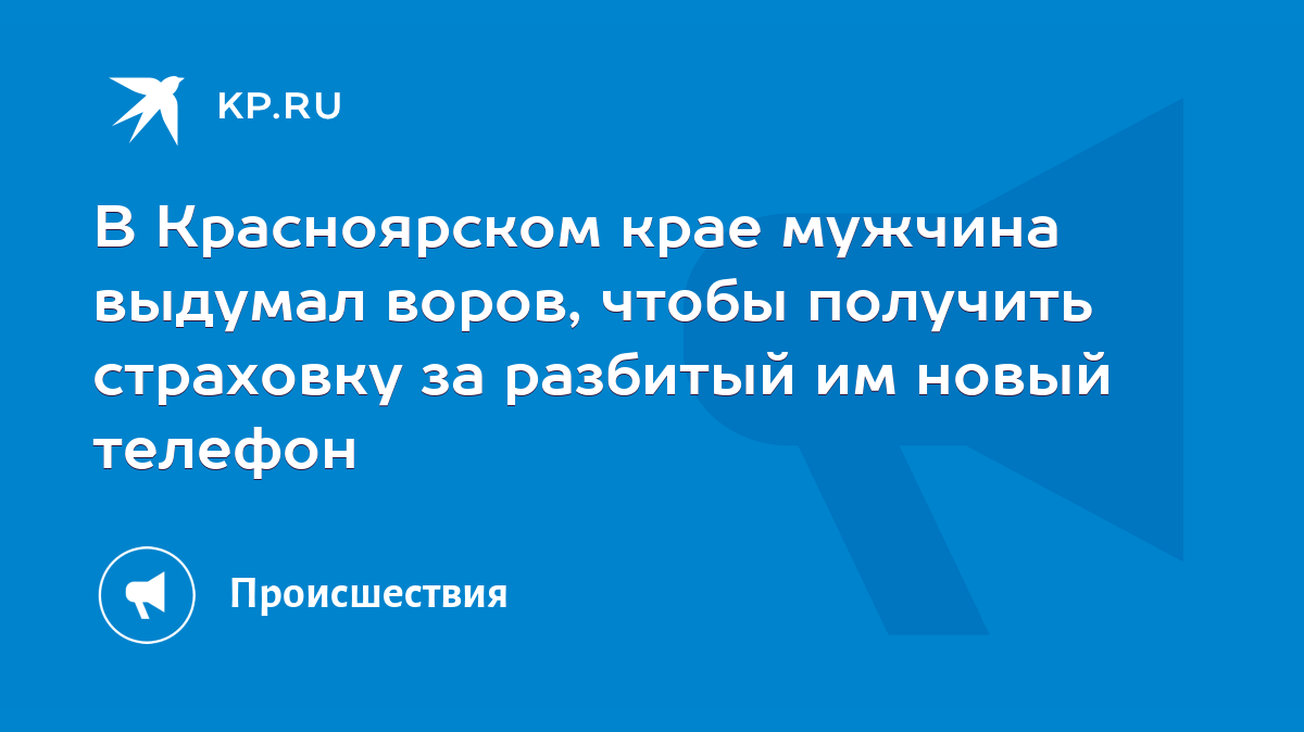 В Красноярском крае мужчина выдумал воров, чтобы получить страховку за  разбитый им новый телефон - KP.RU