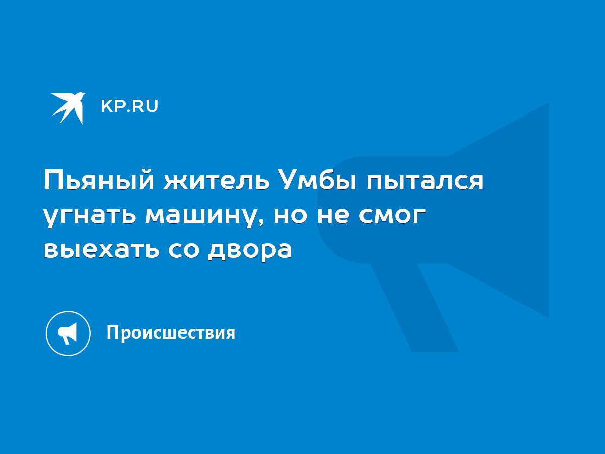 Пьяный житель Умбы пытался угнать машину, но не смог выехать со двора -  KP.RU