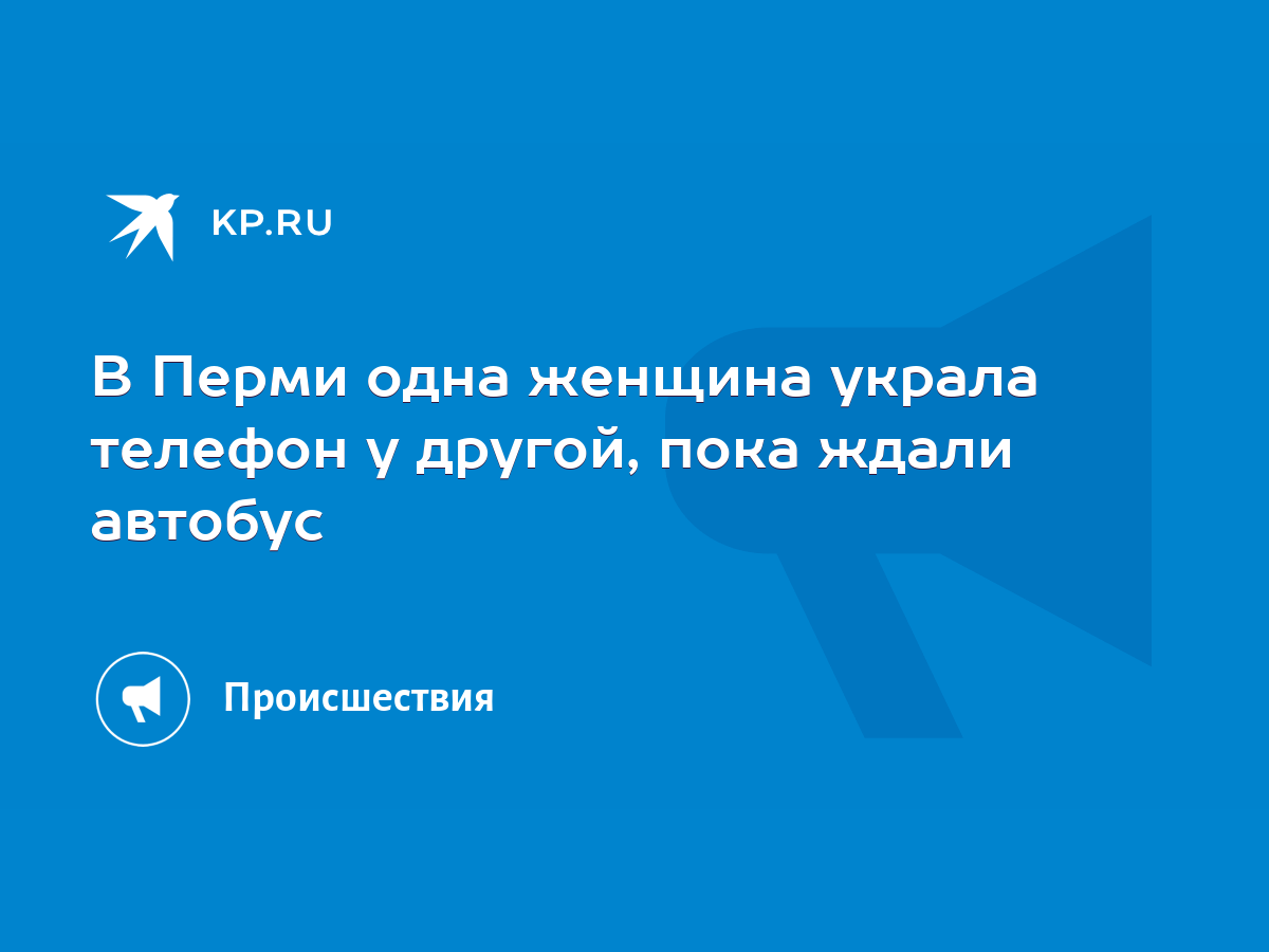 В Перми одна женщина украла телефон у другой, пока ждали автобус - KP.RU