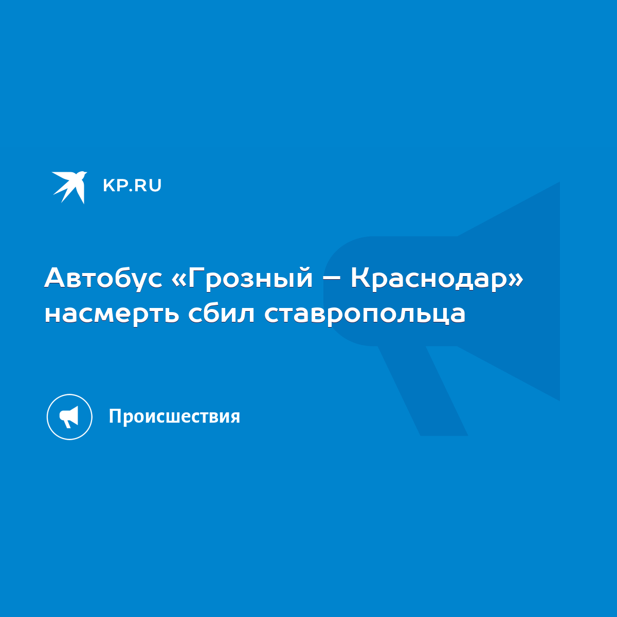 Автобус «Грозный – Краснодар» насмерть сбил ставропольца - KP.RU