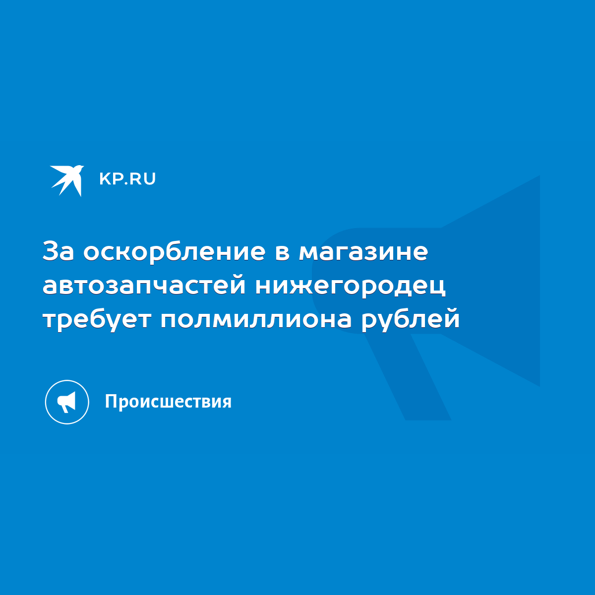 За оскорбление в магазине автозапчастей нижегородец требует полмиллиона  рублей - KP.RU