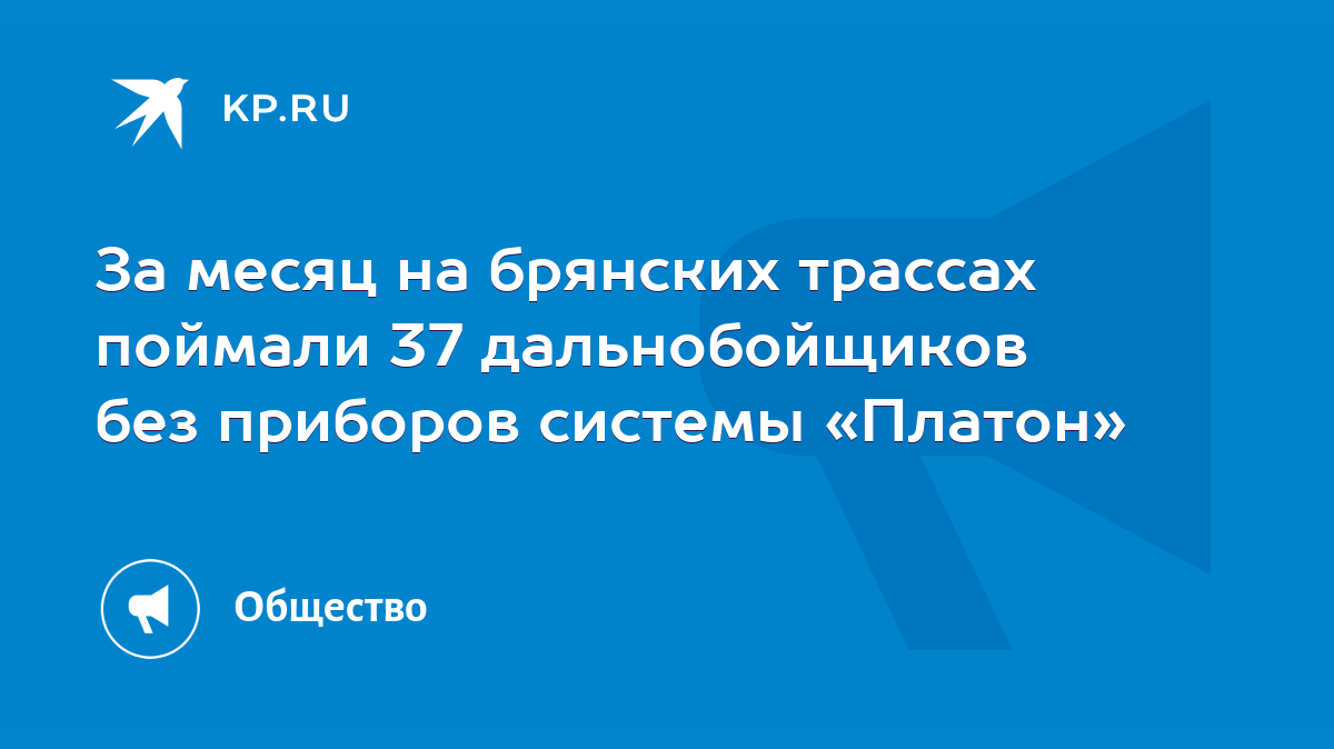 За месяц на брянских трассах поймали 37 дальнобойщиков без приборов системы  «Платон» - KP.RU