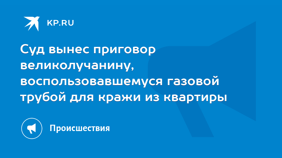 Суд вынес приговор великолучанину, воспользовавшемуся газовой трубой для  кражи из квартиры - KP.RU