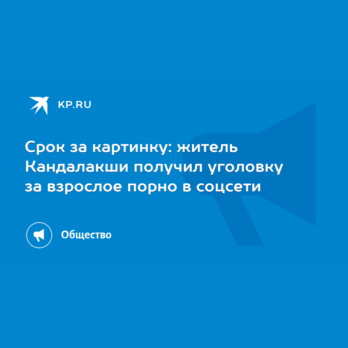 Срок за картинку: житель Кандалакши получил уголовку за взрослое порно в  соцсети - KP.RU