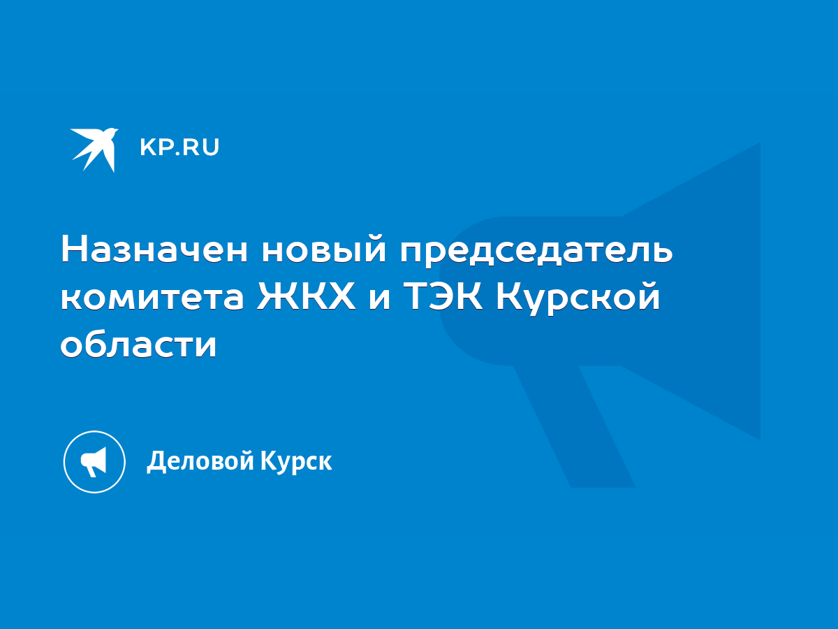 Назначен новый председатель комитета ЖКХ и ТЭК Курской области - KP.RU