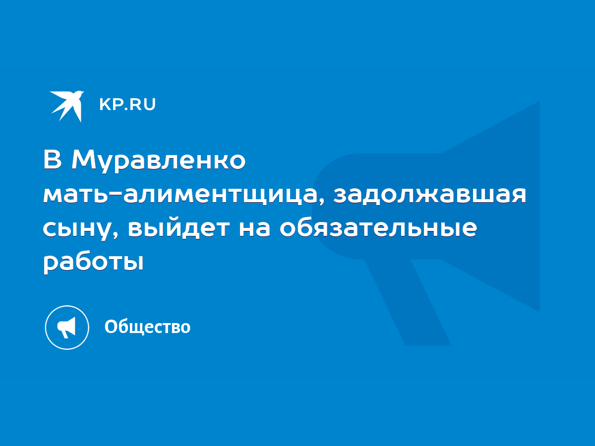 В Муравленко мать-алиментщица, задолжавшая сыну, выйдет на обязательные  работы - KP.RU