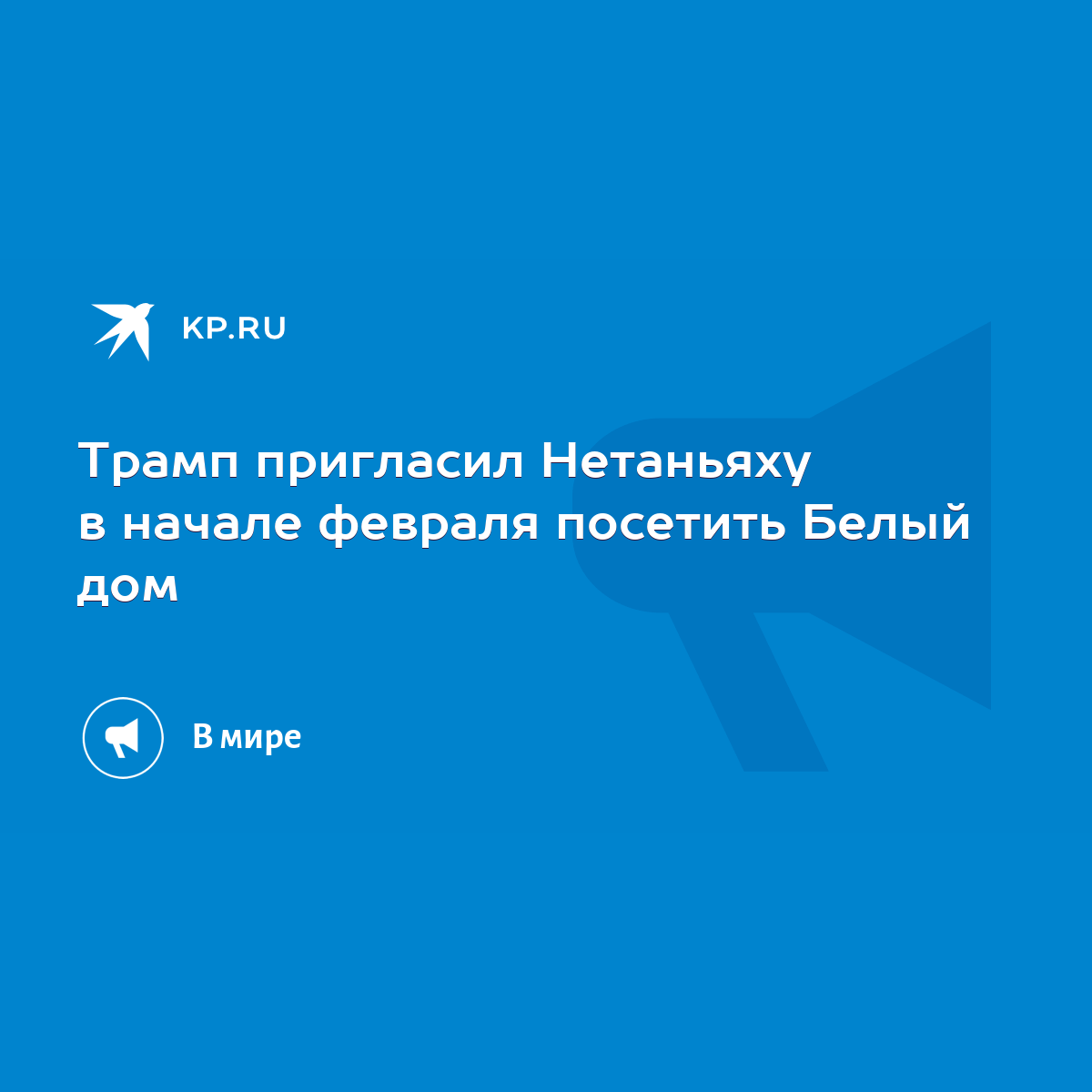 Трамп пригласил Нетаньяху в начале февраля посетить Белый дом - KP.RU