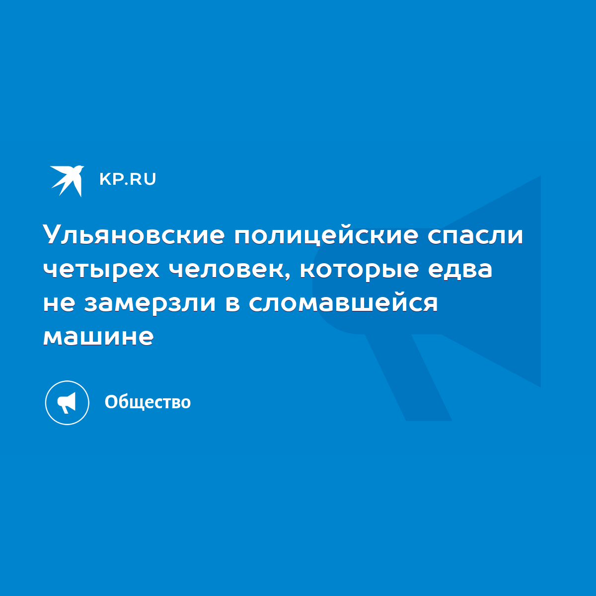 Ульяновские полицейские спасли четырех человек, которые едва не замерзли в  сломавшейся машине - KP.RU