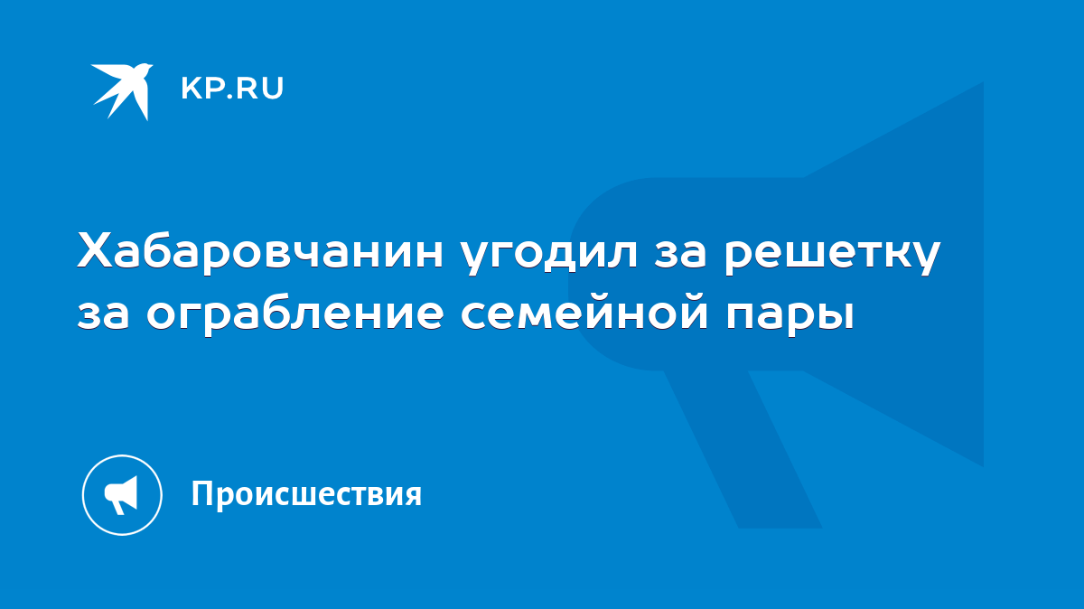 Хабаровчанин угодил за решетку за ограбление семейной пары - KP.RU