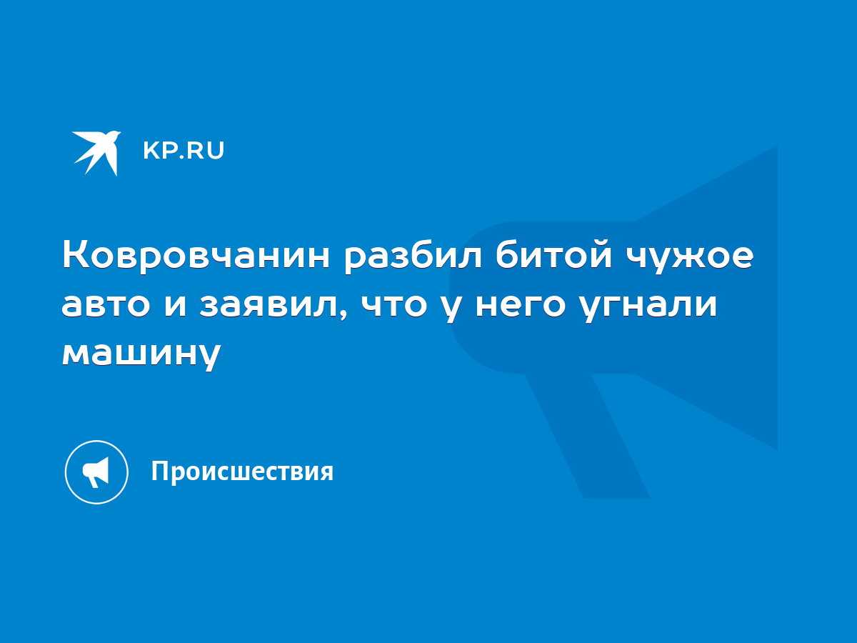 Ковровчанин разбил битой чужое авто и заявил, что у него угнали машину -  KP.RU