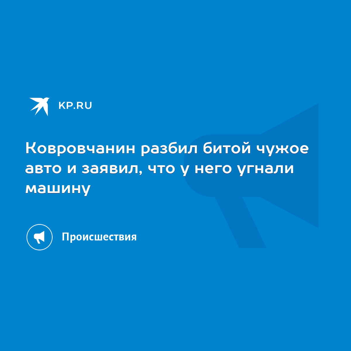 Ковровчанин разбил битой чужое авто и заявил, что у него угнали машину -  KP.RU