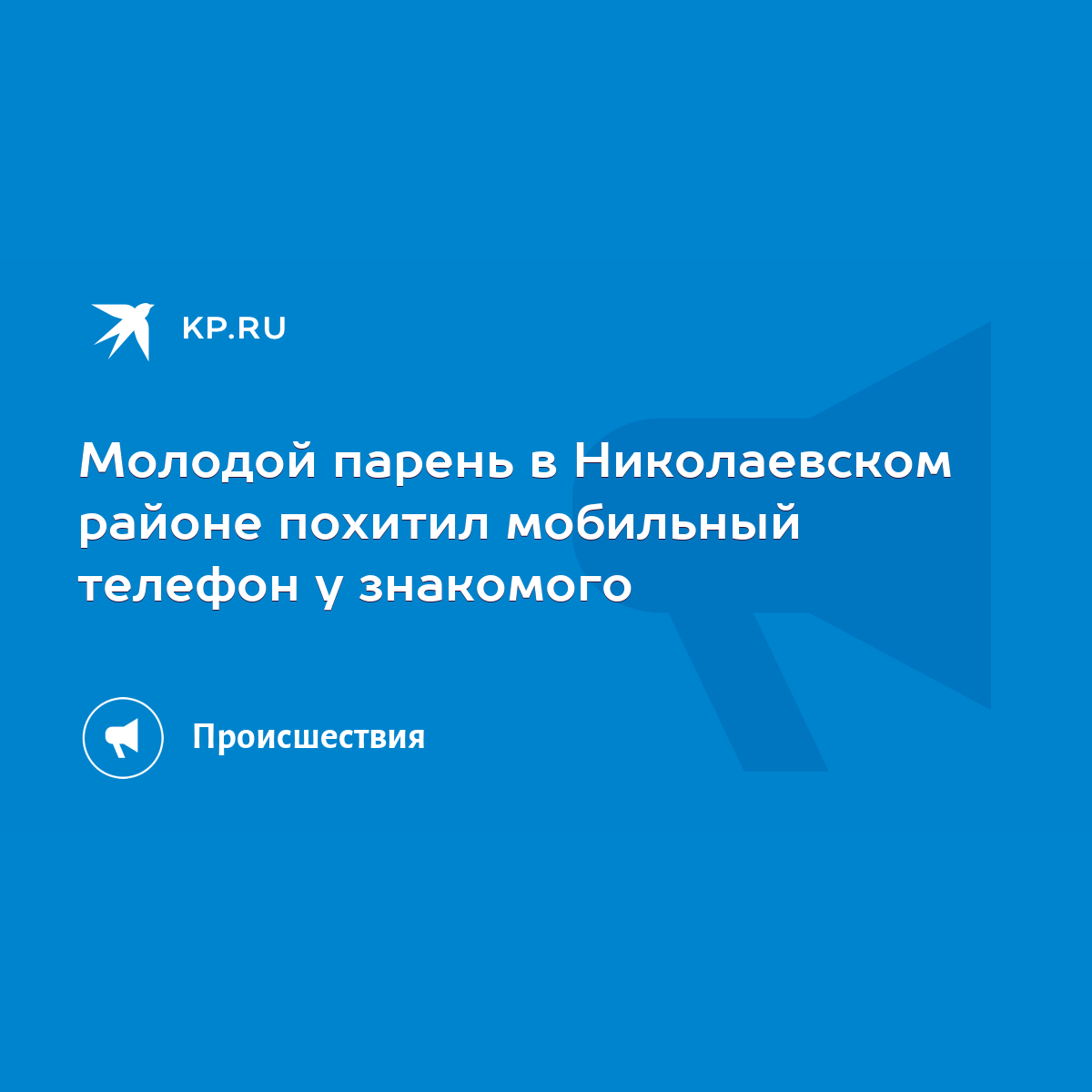 Молодой парень в Николаевском районе похитил мобильный телефон у знакомого  - KP.RU