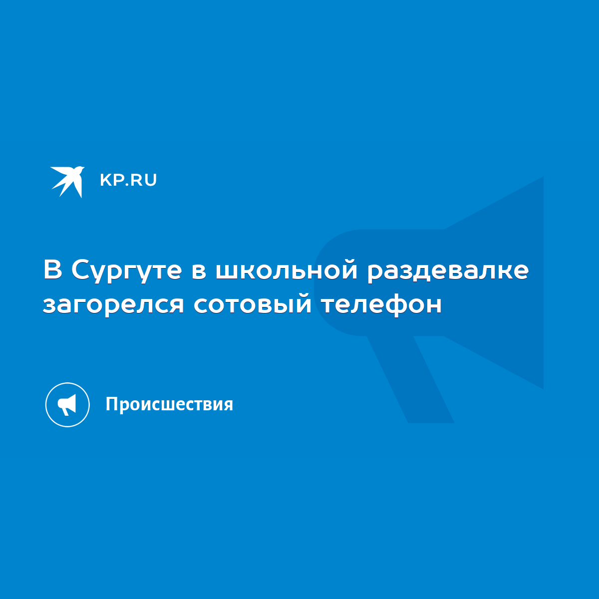 В Сургуте в школьной раздевалке загорелся сотовый телефон - KP.RU