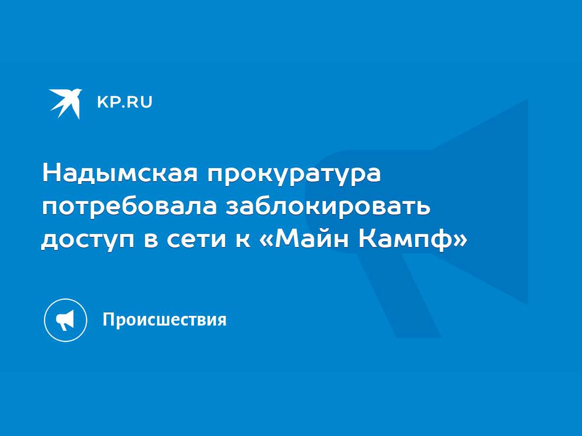 Надымская прокуратура потребовала заблокировать доступ в сети к «Майн  Кампф» - KP.RU