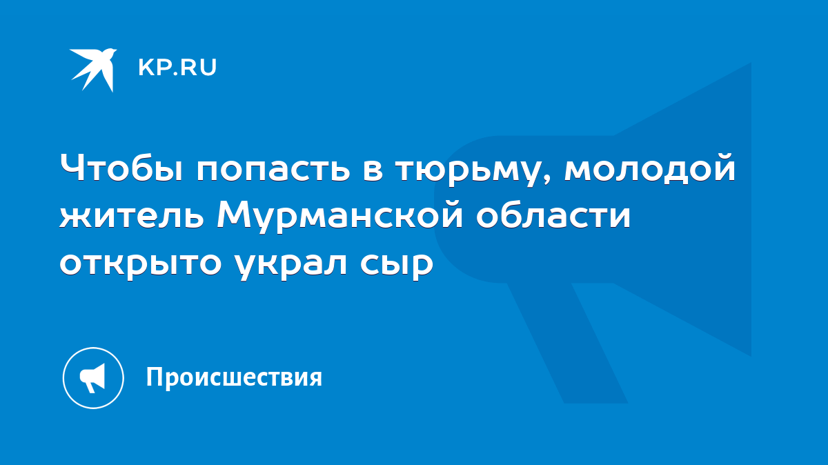 Чтобы попасть в тюрьму, молодой житель Мурманской области открыто украл сыр  - KP.RU