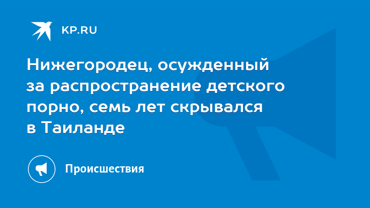 Нижегородец, осужденный за распространение детского порно, семь лет  скрывался в Таиланде - KP.RU