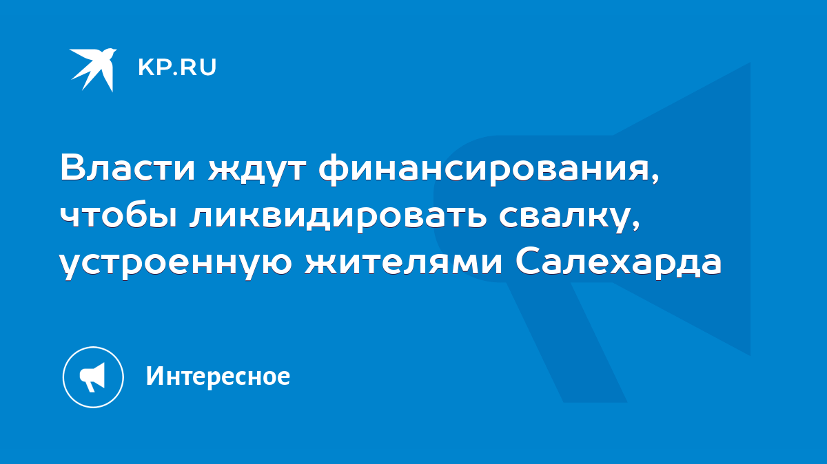 Власти ждут финансирования, чтобы ликвидировать свалку, устроенную жителями  Салехарда - KP.RU