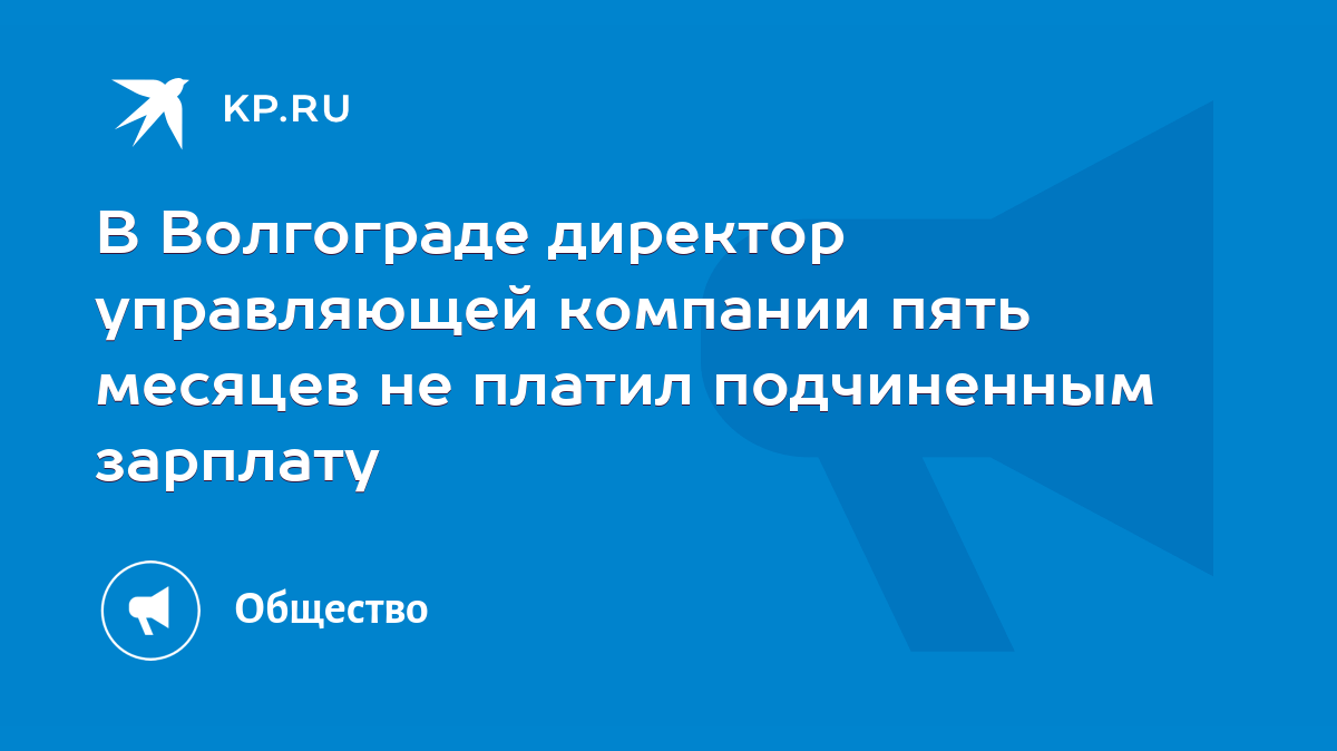 В Волгограде директор управляющей компании пять месяцев не платил  подчиненным зарплату - KP.RU