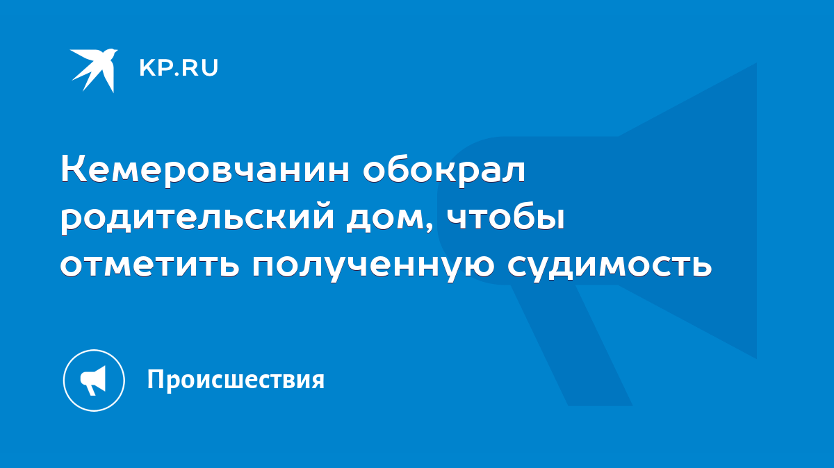 Кемеровчанин обокрал родительский дом, чтобы отметить полученную судимость  - KP.RU