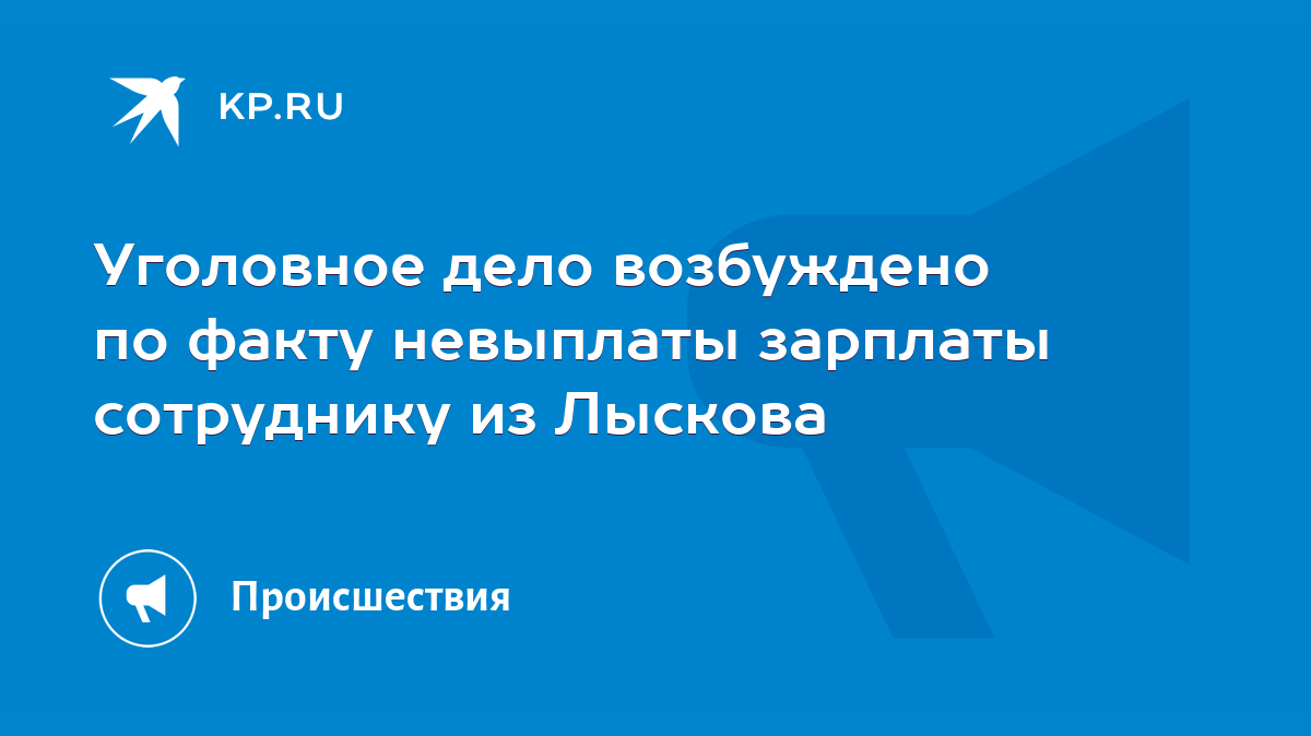 Уголовное дело возбуждено по факту невыплаты зарплаты сотруднику из Лыскова  - KP.RU