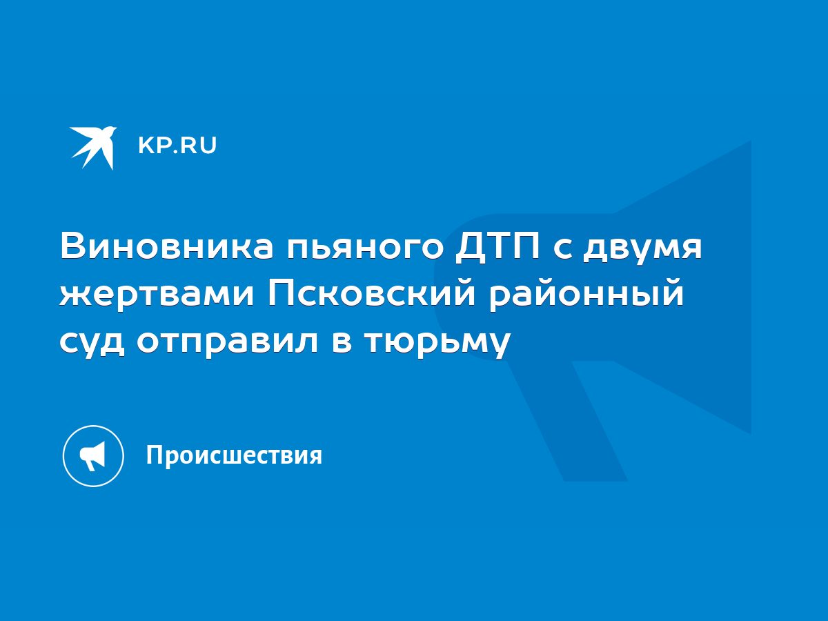 Виновника пьяного ДТП с двумя жертвами Псковский районный суд отправил в  тюрьму - KP.RU