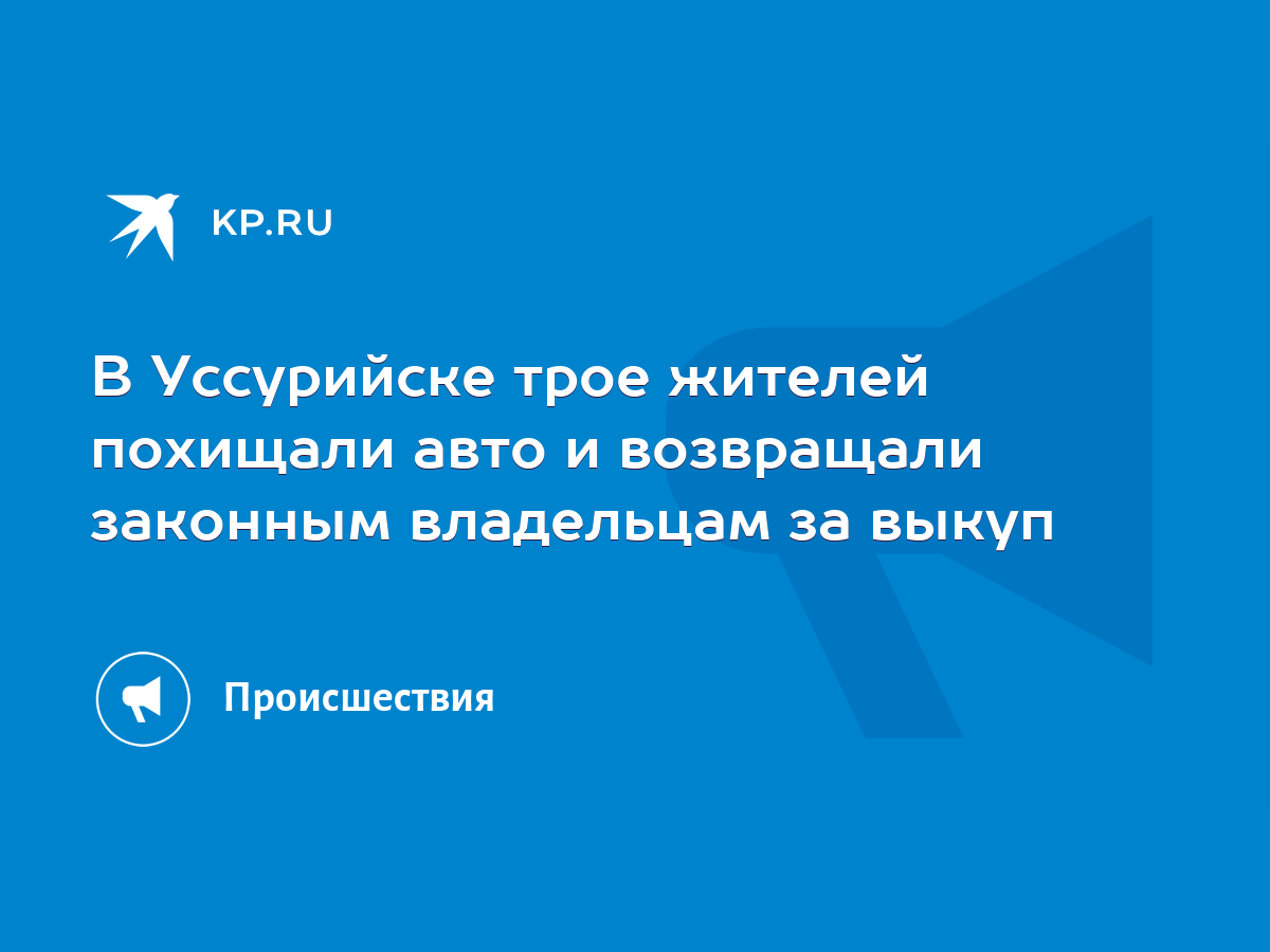 В Уссурийске трое жителей похищали авто и возвращали законным владельцам за  выкуп - KP.RU