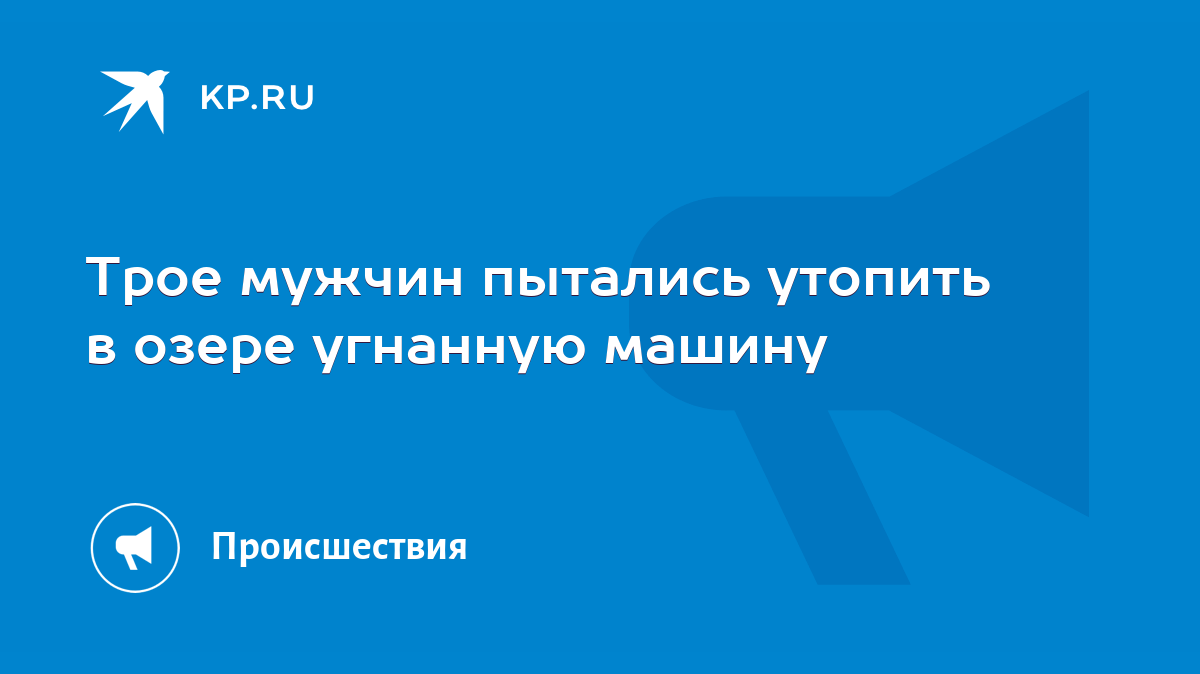 Трое мужчин пытались утопить в озере угнанную машину - KP.RU