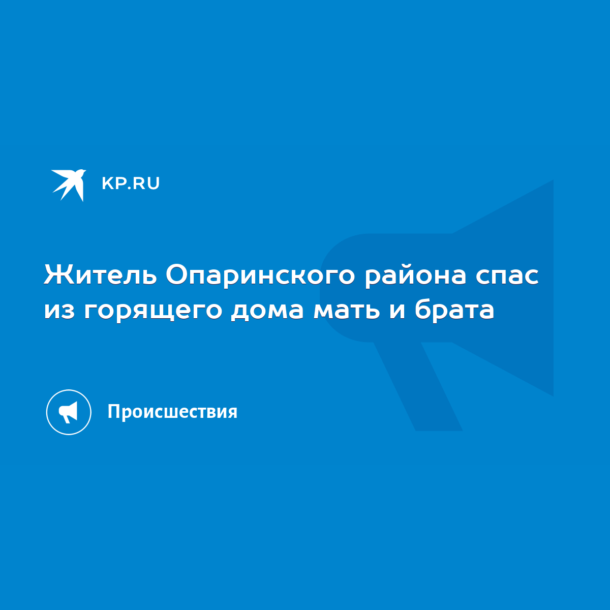 Житель Опаринского района спас из горящего дома мать и брата - KP.RU